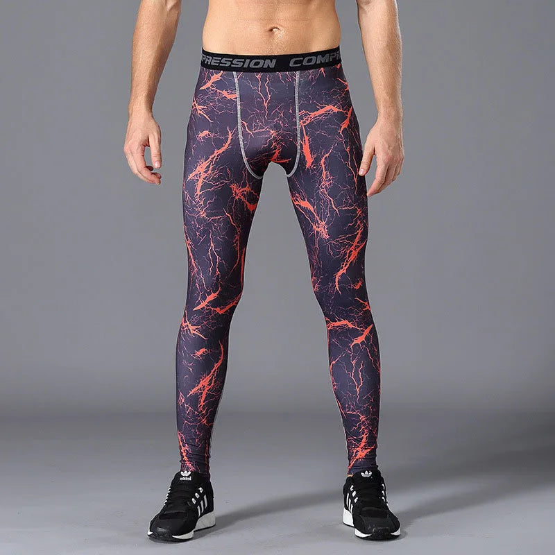 Pantaloni a Compressione da Uomo Leggings Calcio Corsa Palestra Leggins Calza