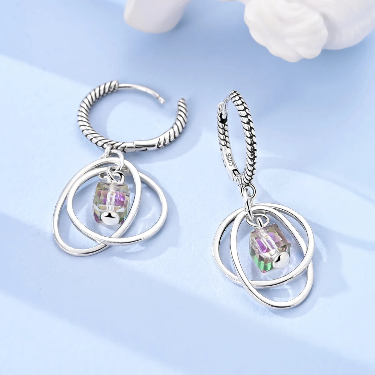 Orecchini a Cerchio in Argento 925 Sterling con Zirconi | Creole Brillanti