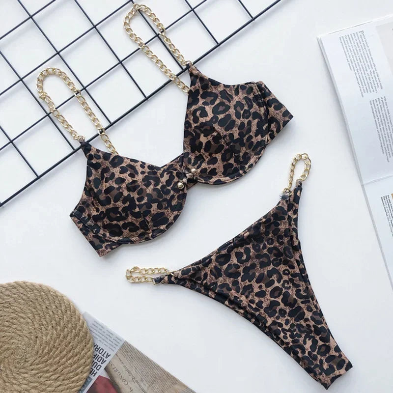 Frauen Bademode High Cut Bikini Set Sexy Push Up Badeanzug Damen Tanga Swimwear