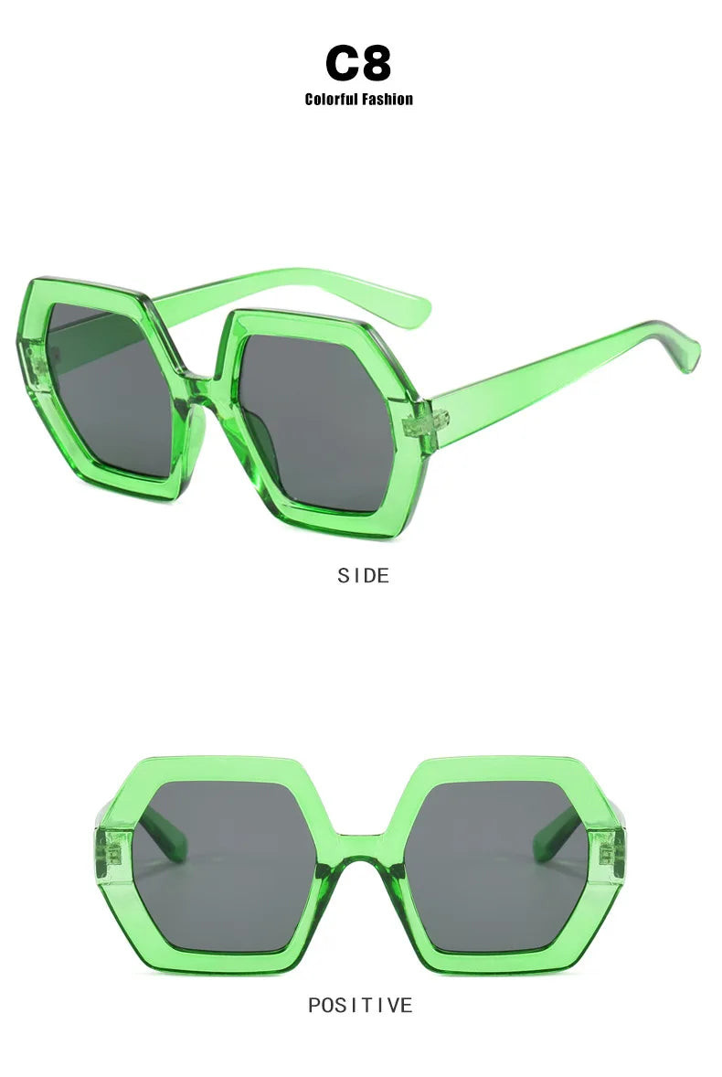 Damen Sonnenbrille Designer Luxus Brille Runde Übergröße Gläser Vintage UV400