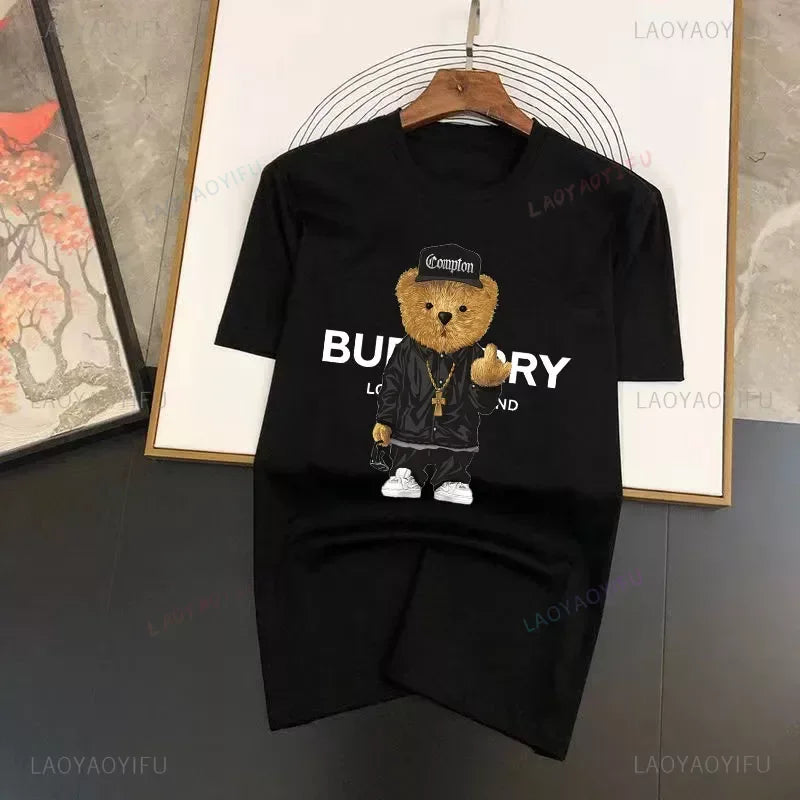 Fashion Herren Hip Hop Teddybär T-Shirt Rundhals Unisex Sommer Streetwear Top