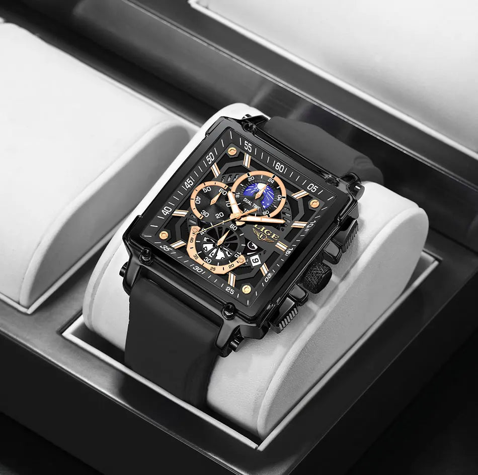 Orologio Uomo Quarzo Acciaio Inossidabile Orologio digitale Cronografo sportivo