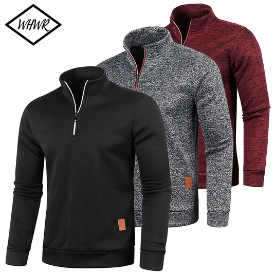 Männer Pullover Sweatshirt Pulli Zipper Sweater Rundkragen Shirt Langarmshirt