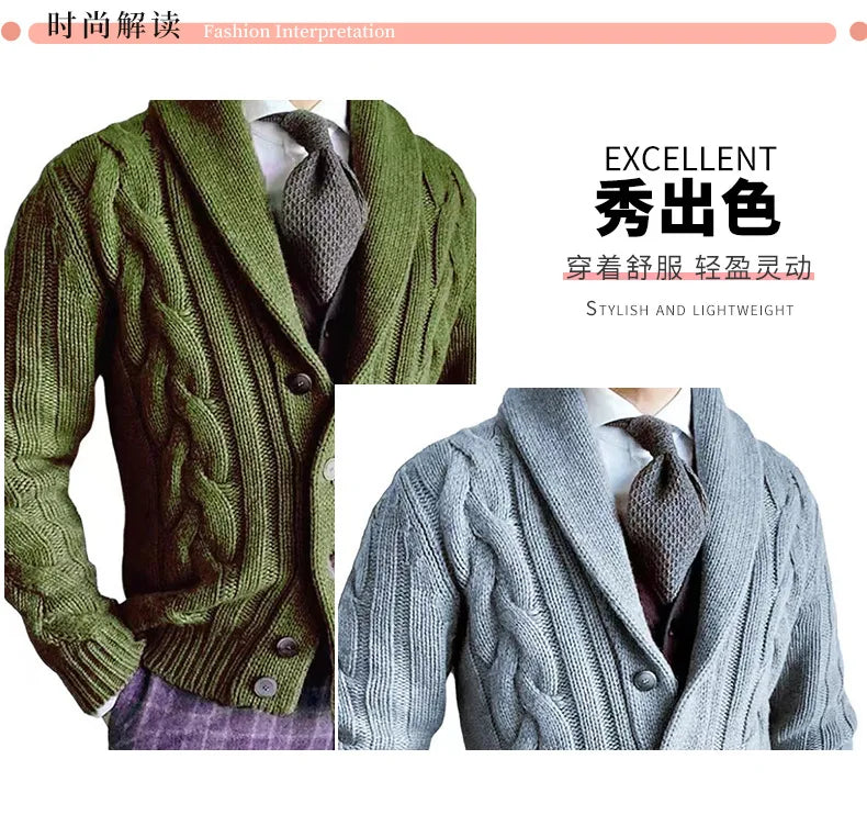 Herren Herbst Jacke Übergangsjacke Sweatjacke Sweater Strickjacke mit Zopfmuster