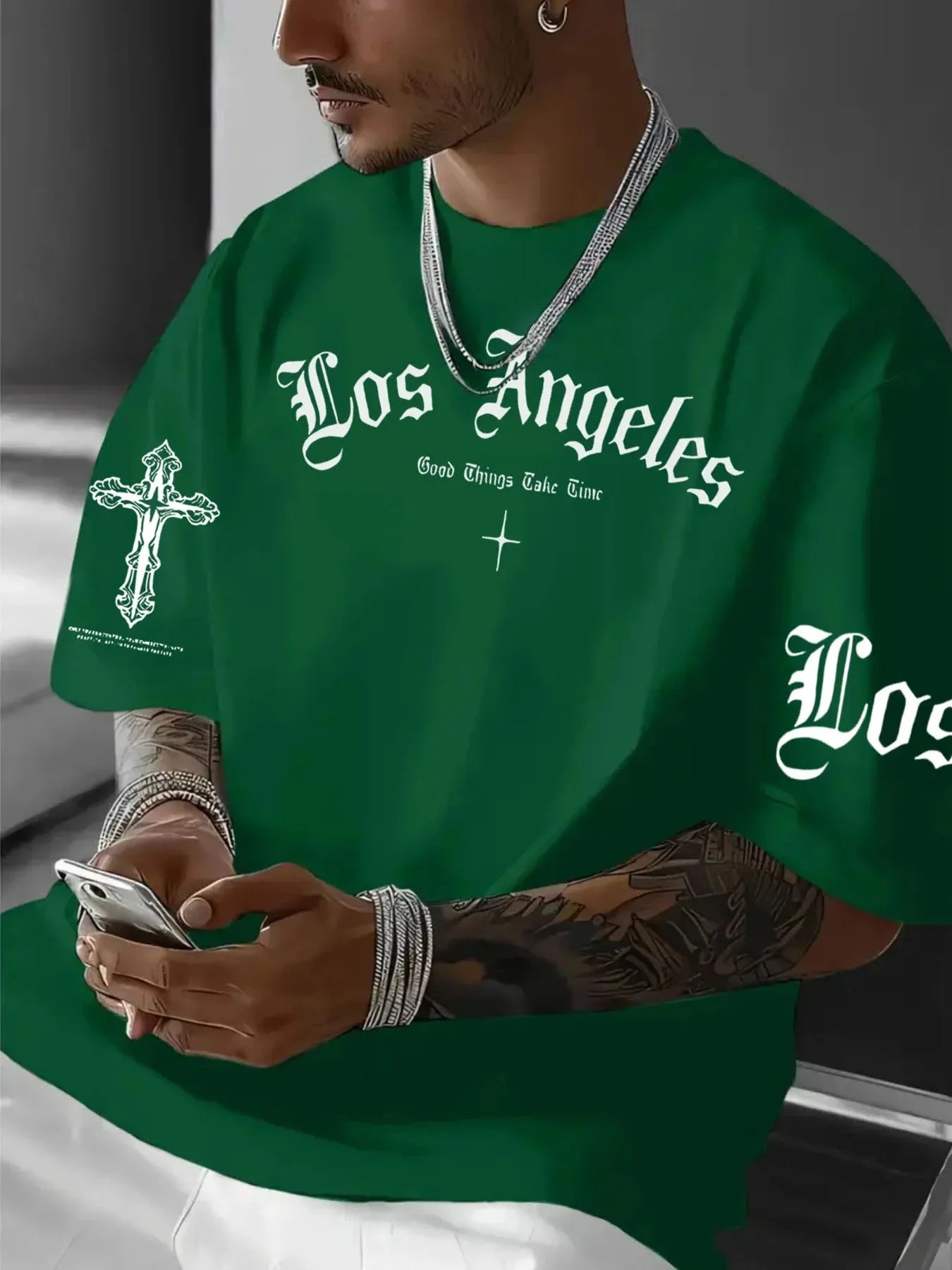 Herren T-Shirt Los Angeles Shirt Rundhals Streetwear Tank Top Hemd Polohemd