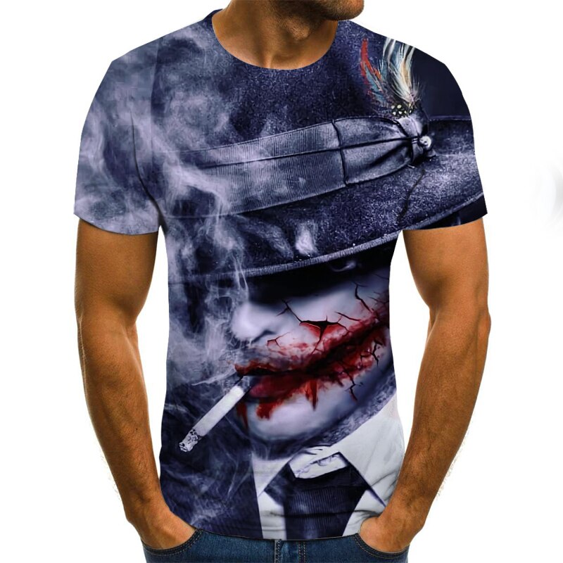 Herren Fashion Vintage  Joker 3D T-Shirt Rundhals Unisex Sommer Streetwear