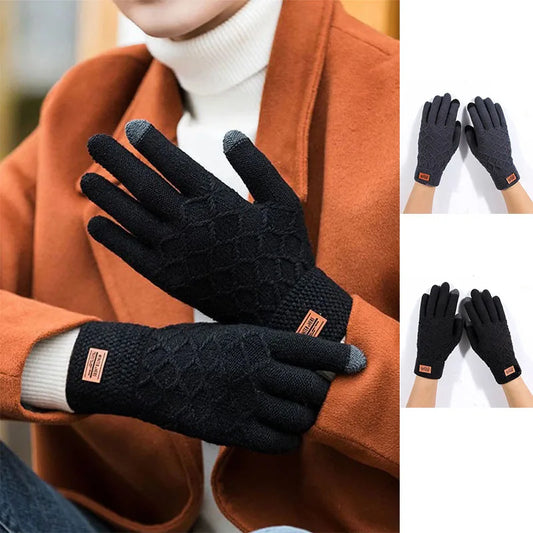 Damen Handschuhe Herbst Winter Gestrickte Damenhandschuhe Fäustlinge Touchscreen
