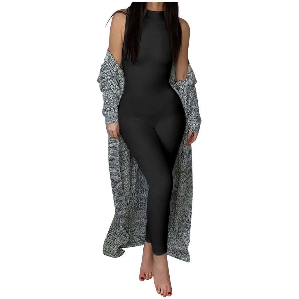 Damen Overall Bodycon Jumpsuit Streetwear Fitness-Strampler Playsuit Leggins