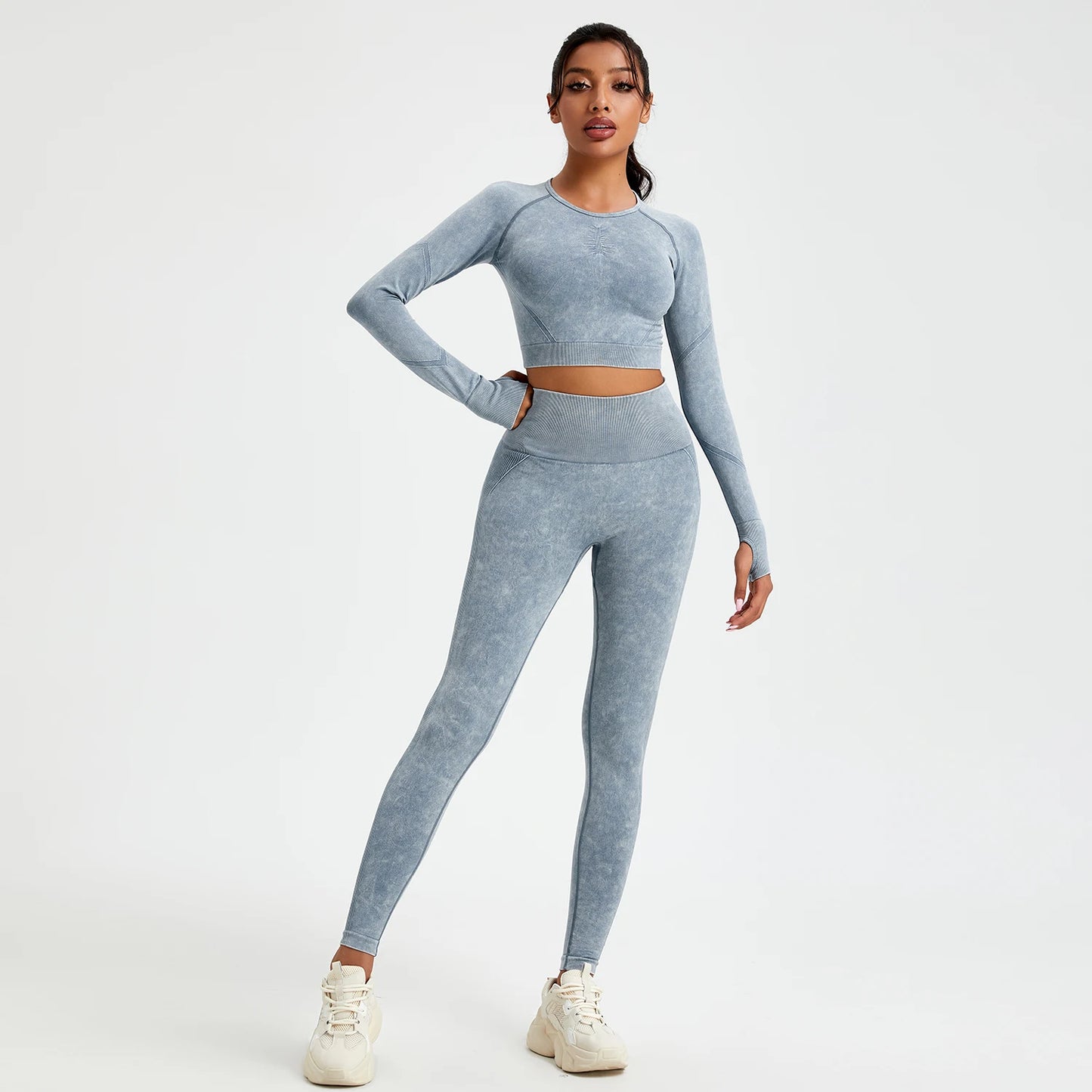 Damen Leggings Push Up Stretch Leggins Yoga Fitness Hose Sport BH Set Top Gym