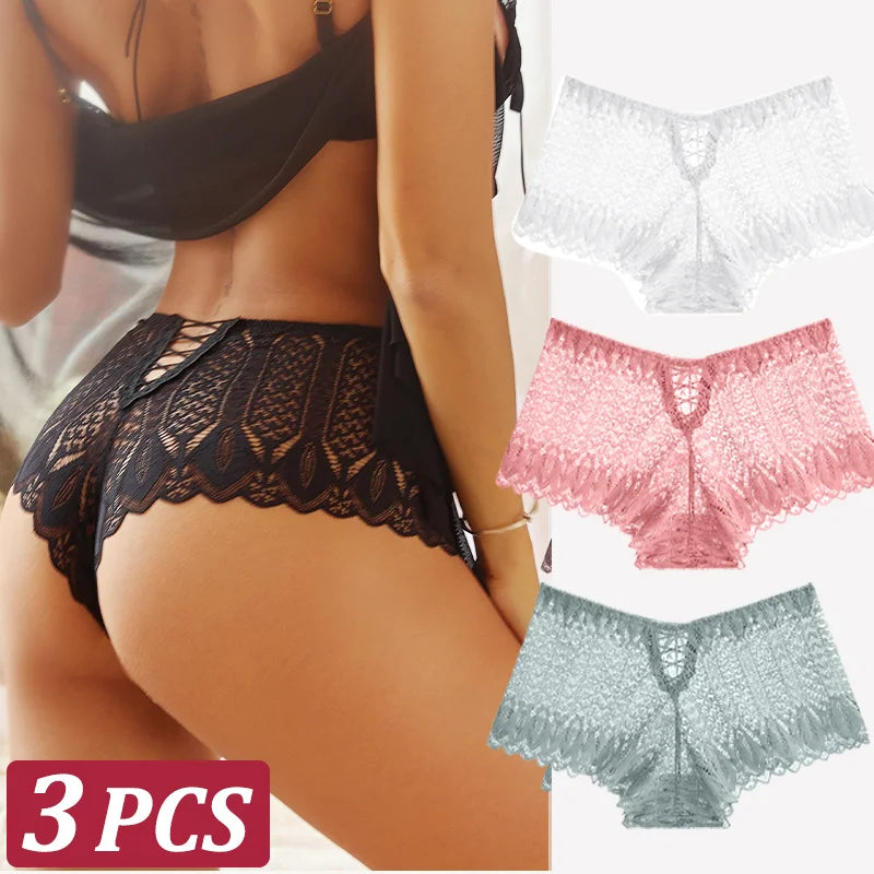 3 Stk Frauen Spitze Tanga String Höschen Sexy Schlüpfer Slip Dessous Unterwäsche