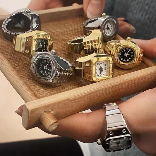 Fashion Fingeruhr Ringuhr Punk Finger Mini Uhr Quarzuhr Ring Herren Damen