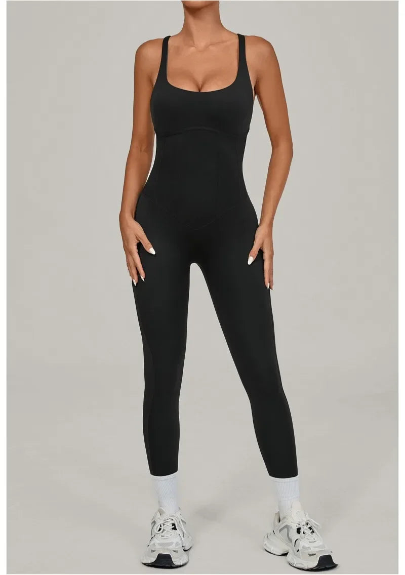 Tuta intera Sportiva Donna Rompers Pantaloni Yoga Palestra Sexy Jumpsuit Tutina