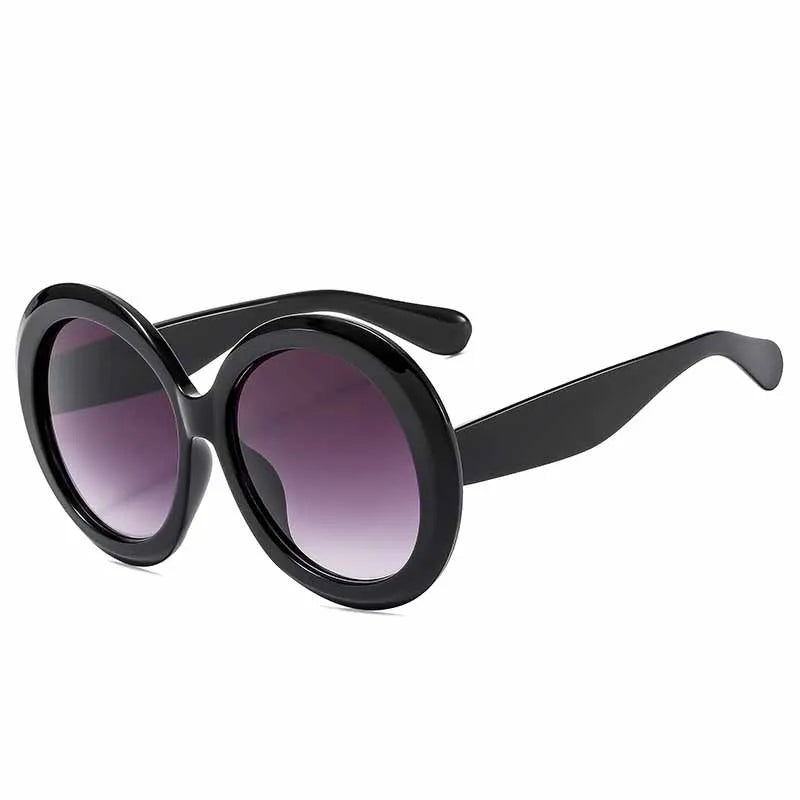 Damen Sonnenbrille Designer Luxus Brille Runde Übergröße Gläser Vintage UV400