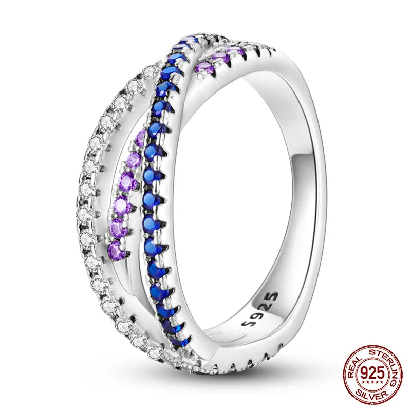 Massiv Sterling Silber 925 Ring filigran Fashion Damenring mit AAA Zirkonia
