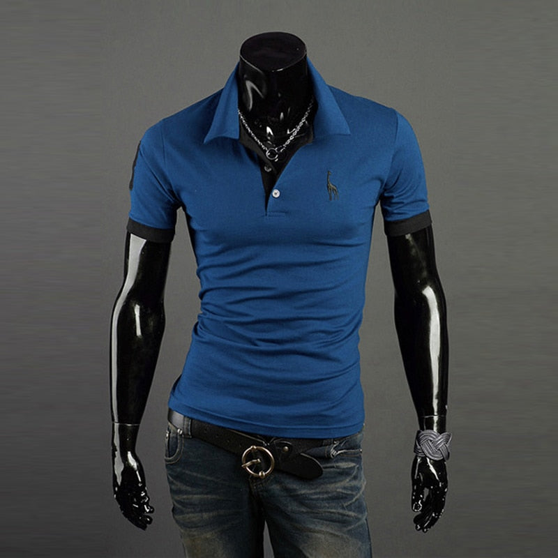 Herren Poloshirt POLO Shirt Zip Kontrast Kragen Kurzarm Slim Fit Hemd Polohemd