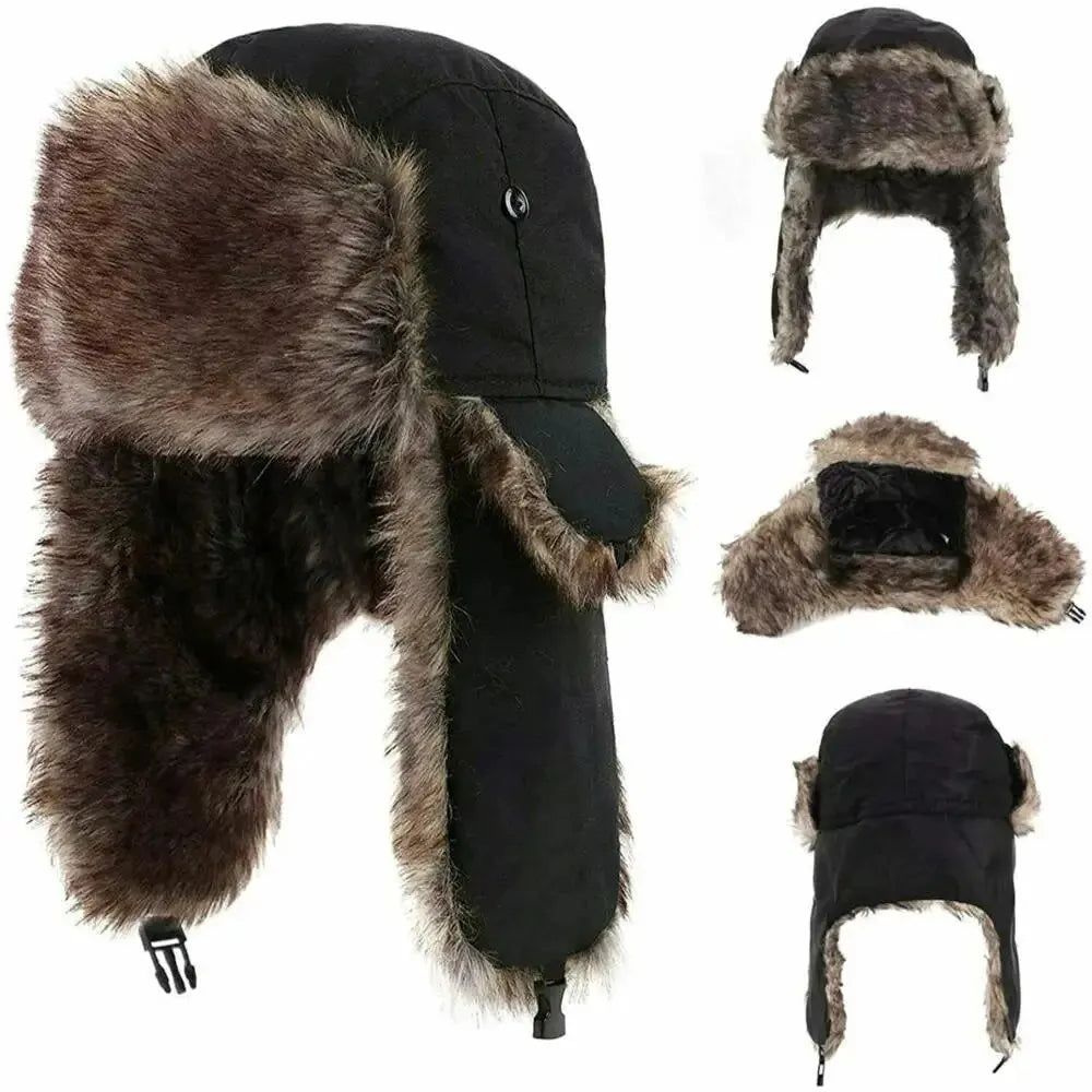 Fliegermütze Wintermütze Trapper Fellmütze Hut Pilotenmütze Mütze Ohrenmütze