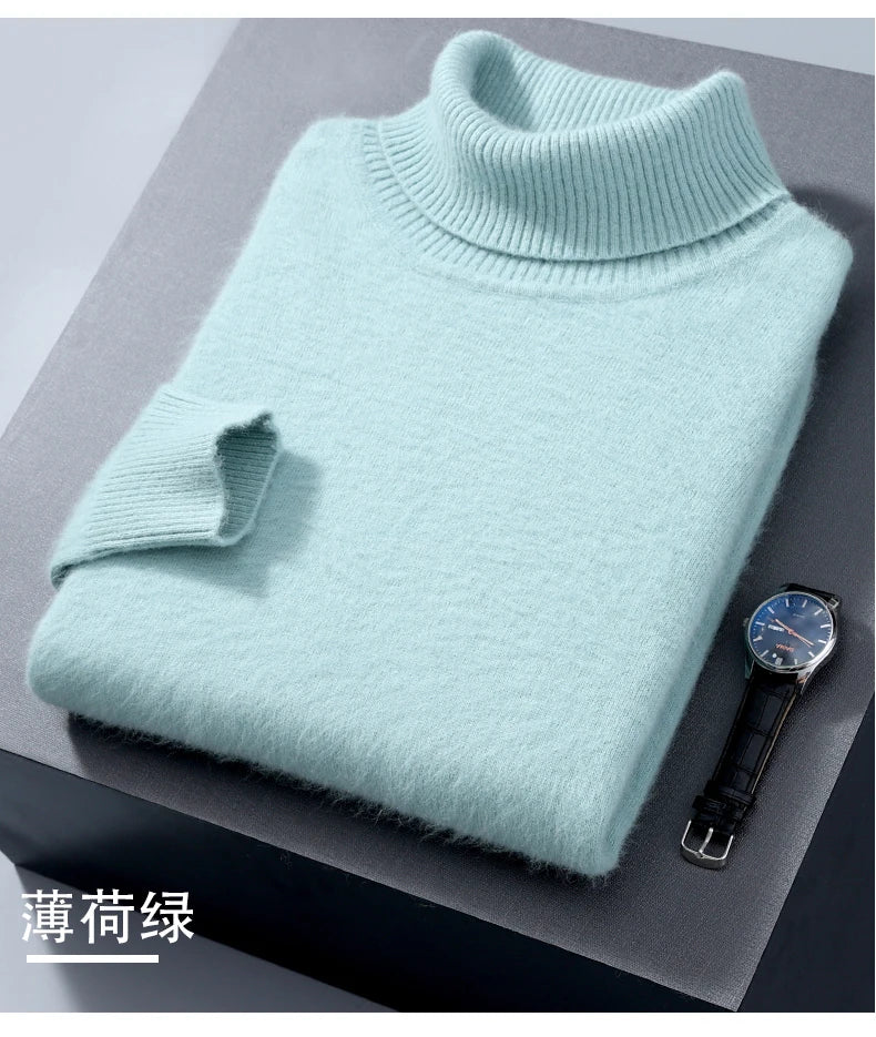 Herren Rollkragen Pullover Sweatshirt Langarm Pulli Sweater Shirt 100% Kaschmir