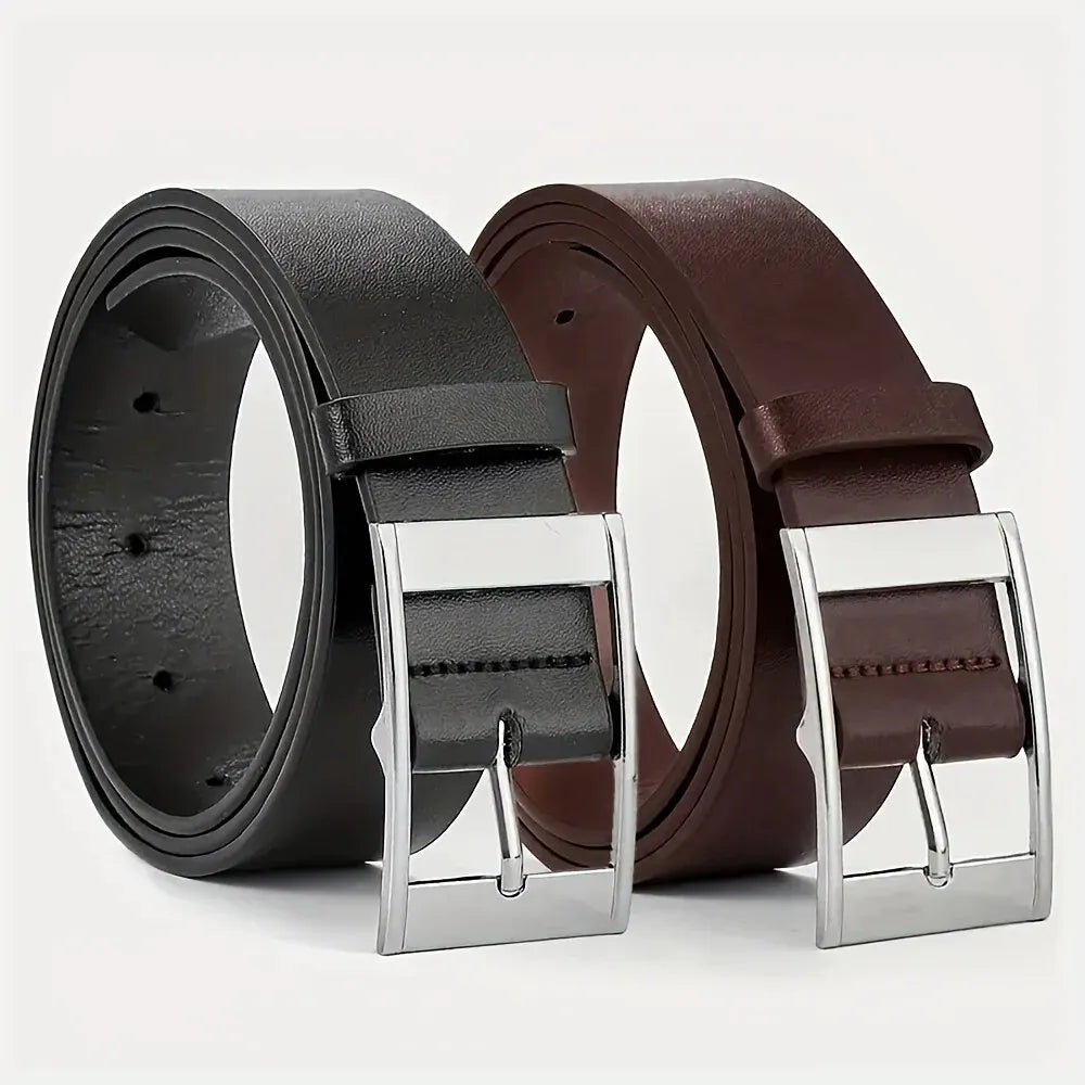 Fashion Jeansgürtel Herren Eckig Schnalle Echt Leder Gürtel Ledergürtel Schwarz