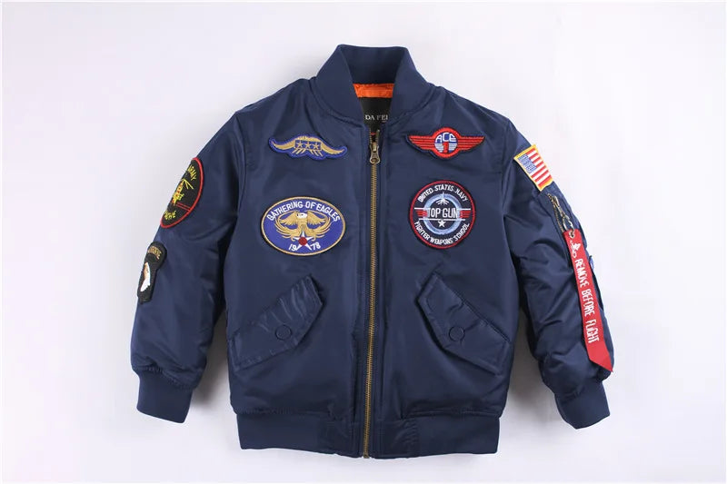 Jungen Mädchen Kinder US Army Ma-1 Bomber Jacke Fliegerjacke Pilotenjacke