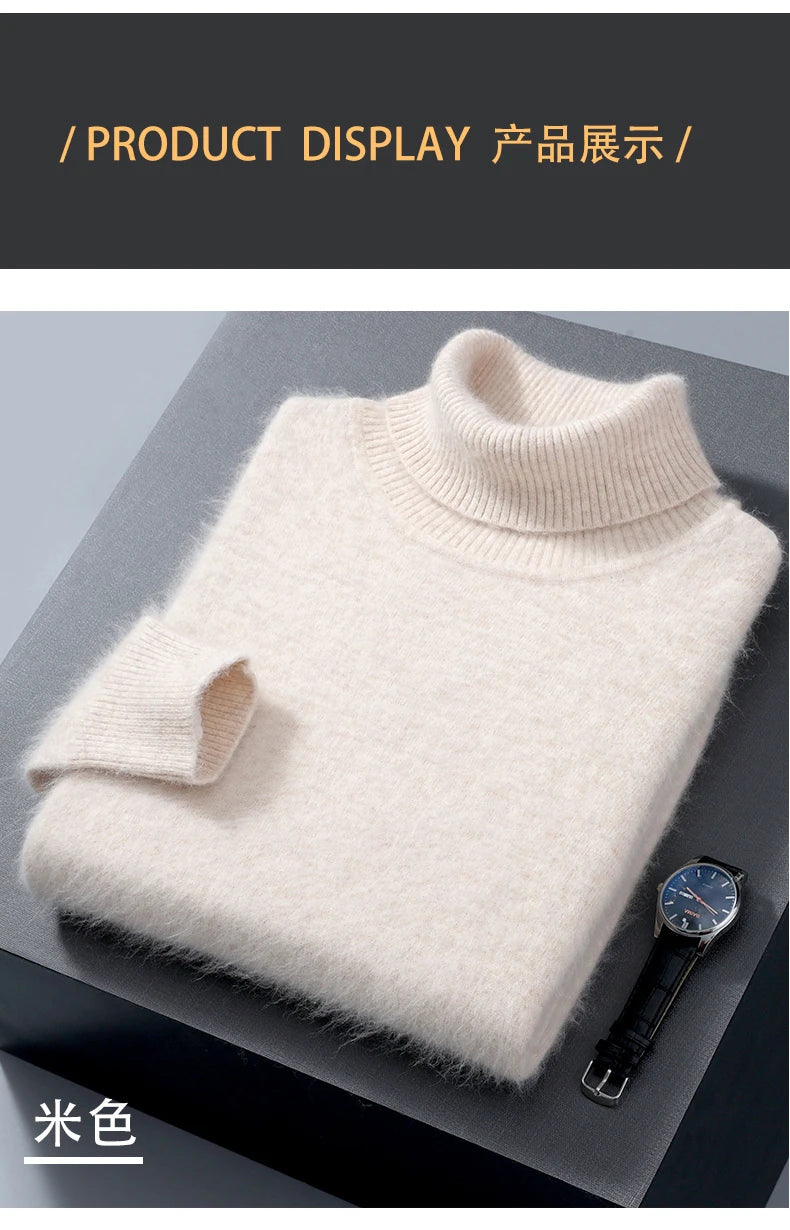 Herren Rollkragen Pullover Sweatshirt Langarm Pulli Sweater Shirt 100% Kaschmir