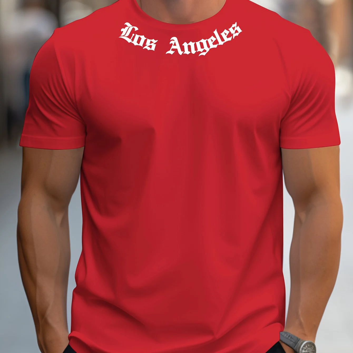 Herren T-Shirt Los Angeles Shirt Rundhals Streetwear Tank Top Hemd Polohemd