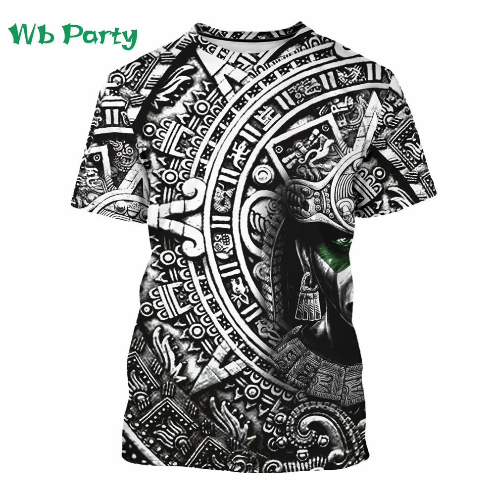 Aztec Themed Muster 3D Print T-Shirt Kompressionsshirt Kurzarm T-Shirt Herren Sommer T-Shirts Vintage Print Herrenbekleidung Tops