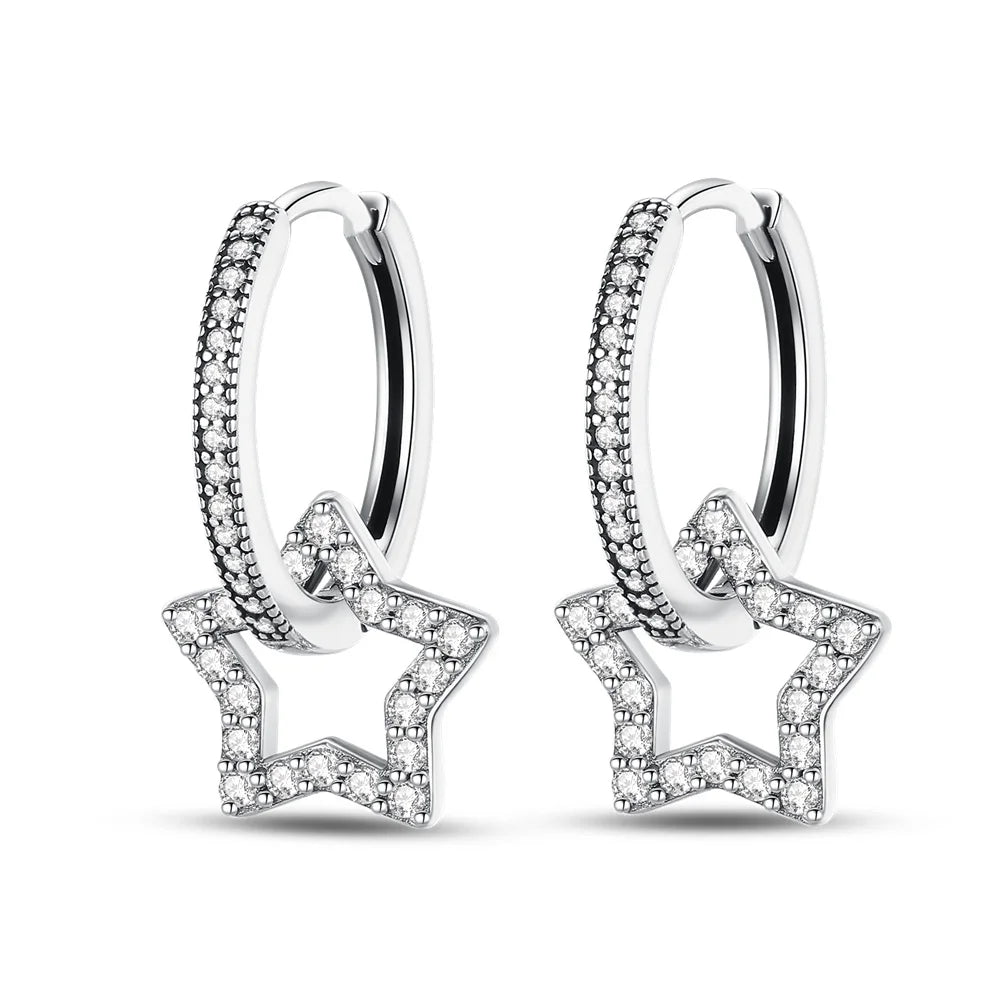 Funkelnde 925er Silber Creolen m. Zirkonia | Luxus-Qualität | Trend Ohrringe