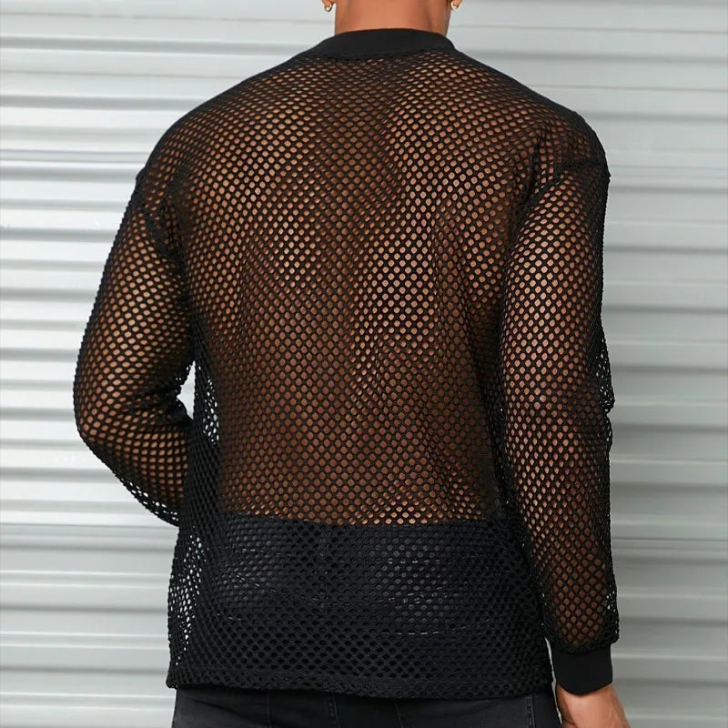 Fetisch Fashion Männer Oberteil Sexy Shirt Herren Body Hemd Transparent Clubwear