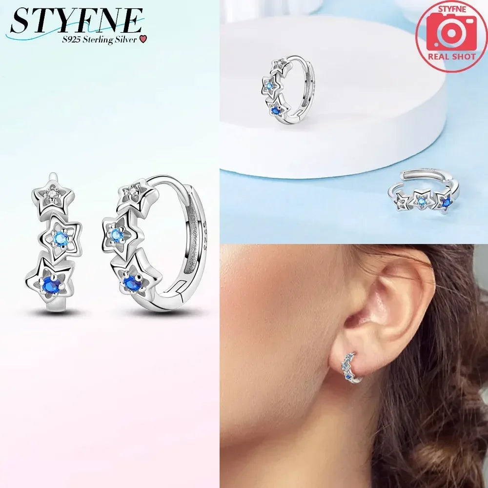 Creolen 925 Silber Ohrringe Zirkonia | Hypoallergen | Luxus Ohrstecker Geschenk