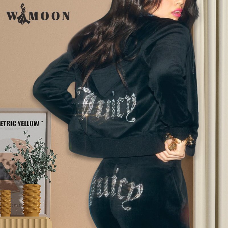 Damen Samt Jogginganzug Sportanzug Jogging Hose Jacke Fitness Hausanzug Freizeitanzug