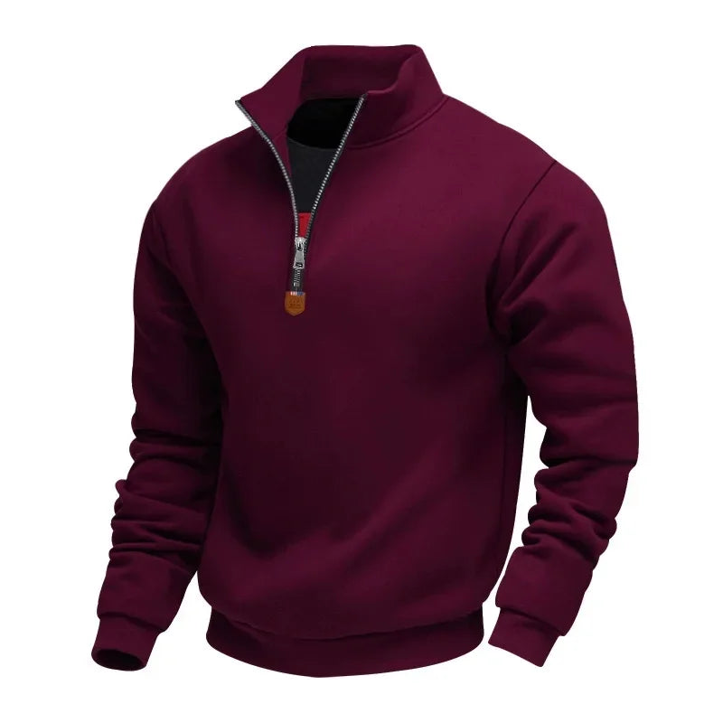 Herren Pullover Sweatshirt Troyer Pulli Sweater Stehkragen Zipper Langarmpulli