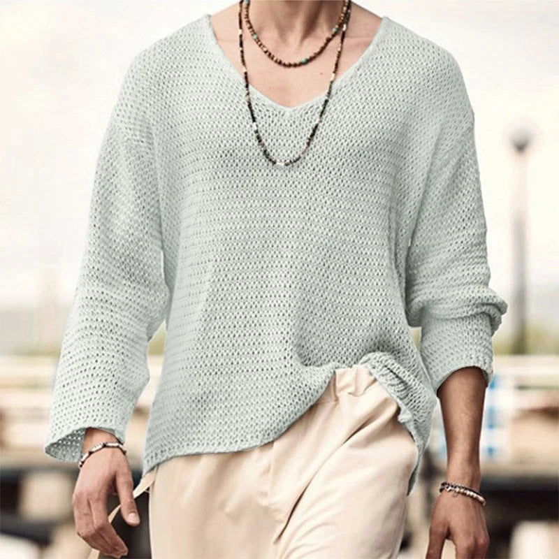 Herren Pullover Sweatshirt Leichter Pulli Sweater Langarm Shirt Strickpullover