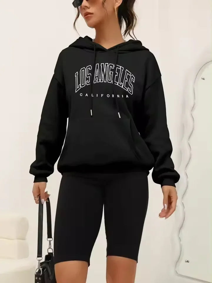 Felpa Con Cappuccio Donna Los Angeles Giacca Sportiva Hoodie Tuta Maglia Shirt