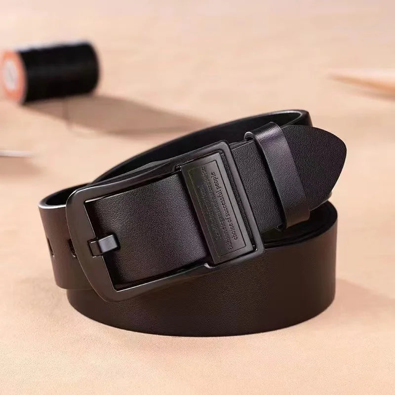 Fashion Jeansgürtel Herren Eckig Schnalle Echt Leder Gürtel Ledergürtel Schwarz