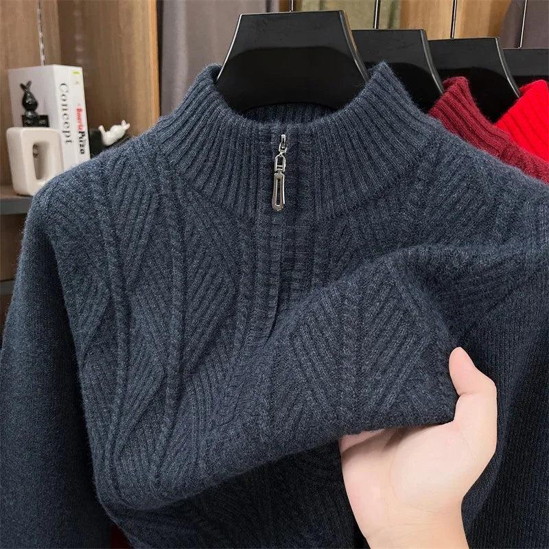 Herren Pullover Sweatshirt Troyer Pulli Sweater Stehkragen Zipper Langarmpulli