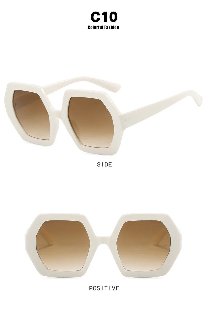 Damen Sonnenbrille Designer Luxus Brille Runde Übergröße Gläser Vintage UV400