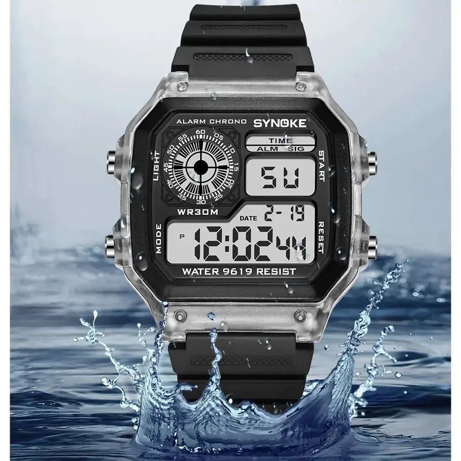 Herren Armbanduhr Digital Uhr Silber Edelstahl Quarzuhr Luxus Chronograph 3 Bar