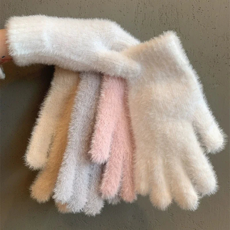 Winter Handschuhe Damen Strick fingerlose Handwärmer Fäustlinge Halbfinger