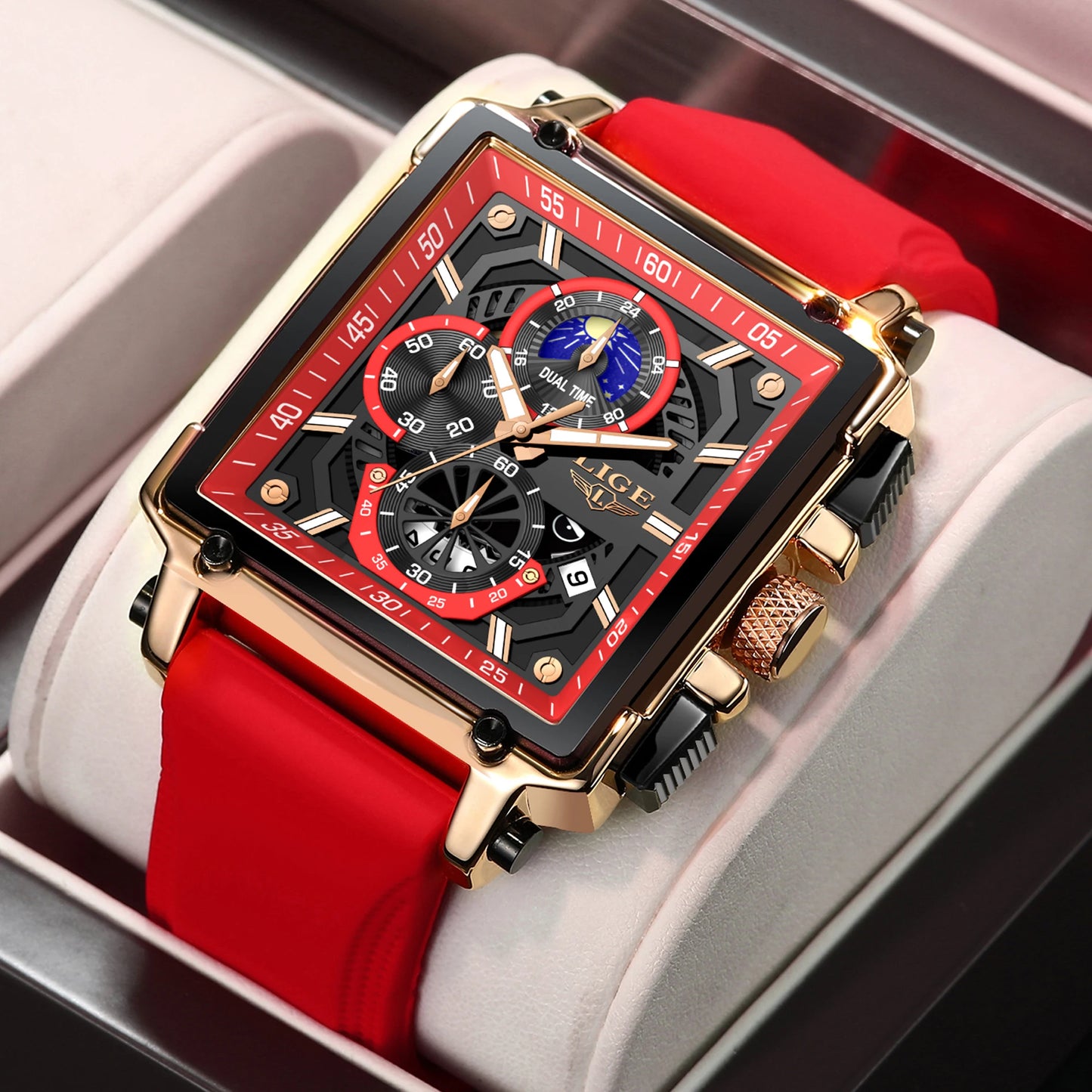 Orologio Uomo Quarzo Acciaio Inossidabile Orologio digitale Cronografo sportivo