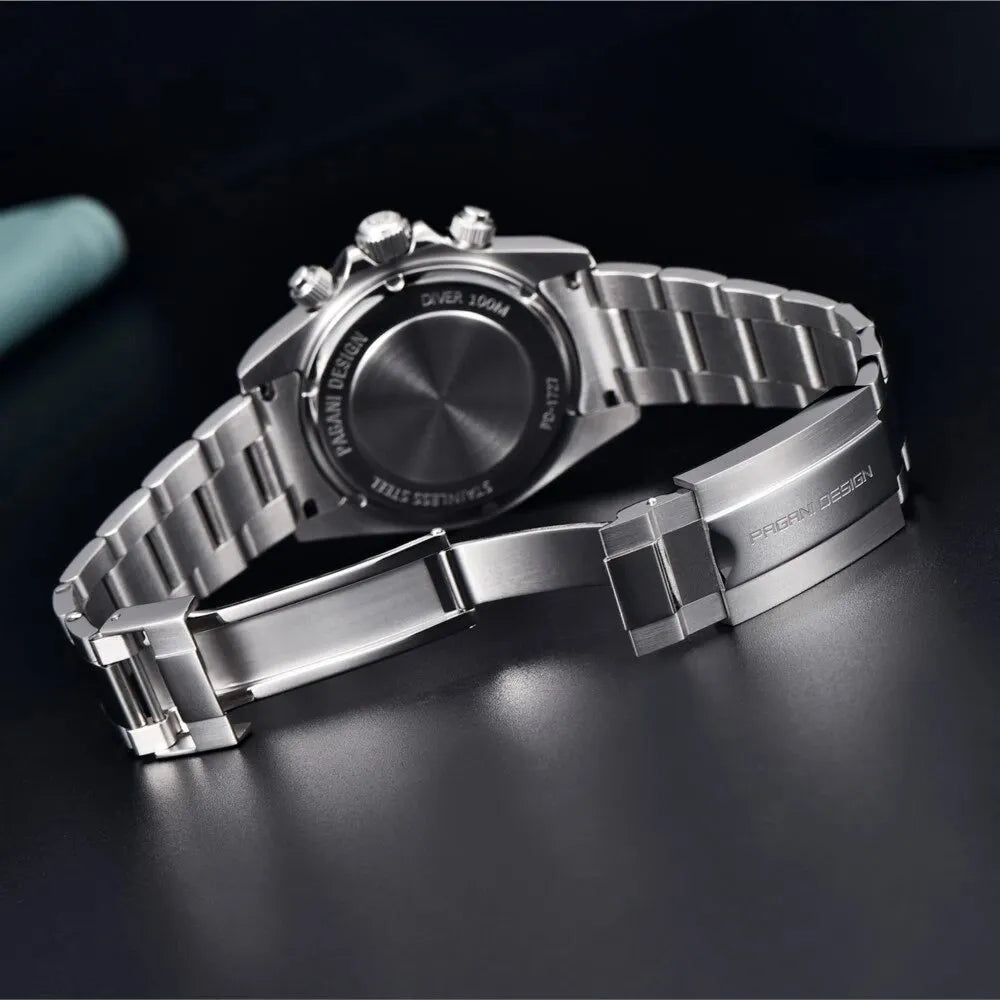 Herren Armbanduhr Silber Gold Edelstahl Fashion Quarz Uhr Chronograph Business