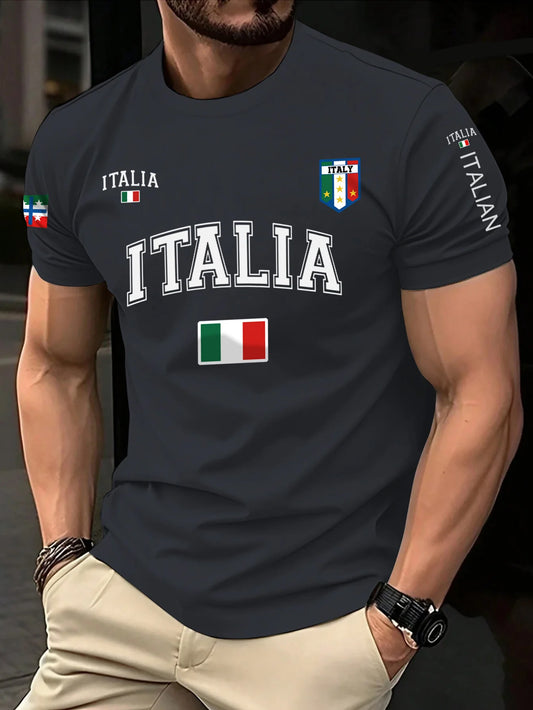 T-Shirt Uomo Manica Corta Italia Tops Maglietta Camicia Maglia Italy