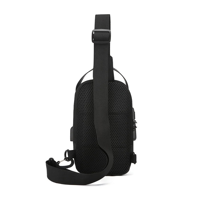 Zaino Monospalla Borsa Da Petto Marsupio Per Uomo Borsello Moto con Porta USB