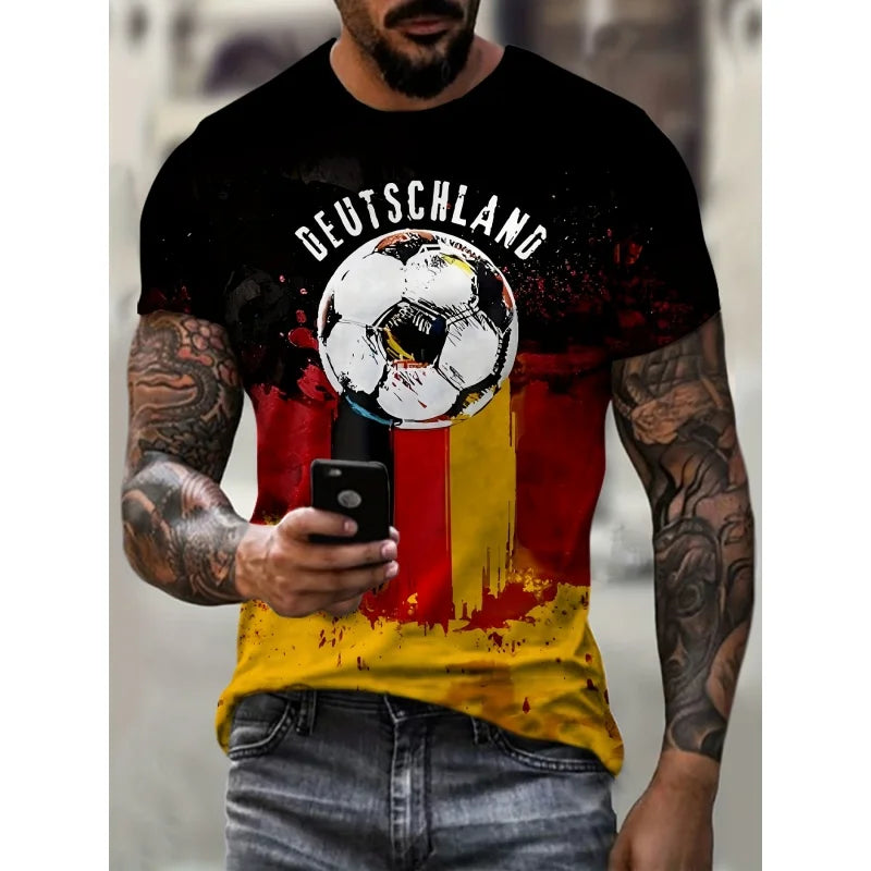 Herren T-Shirt Deutschland Trikot 3D Shirt Streetwear Tank Top Fitness Hemd