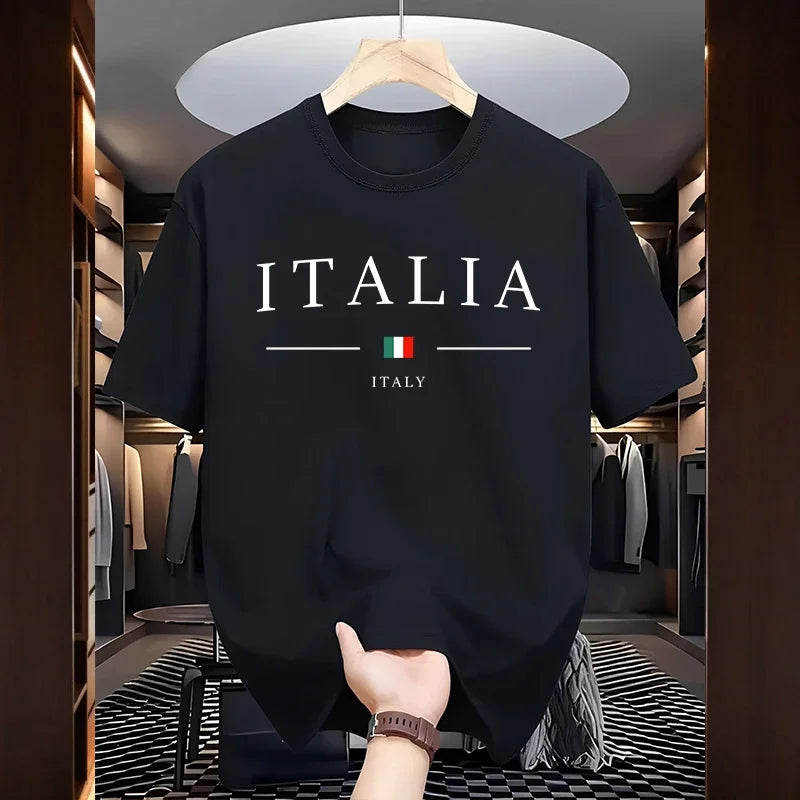 T-Shirt Uomo Manica Corta Italia Maglietta Camicia Maglia Italy 100% Cotone