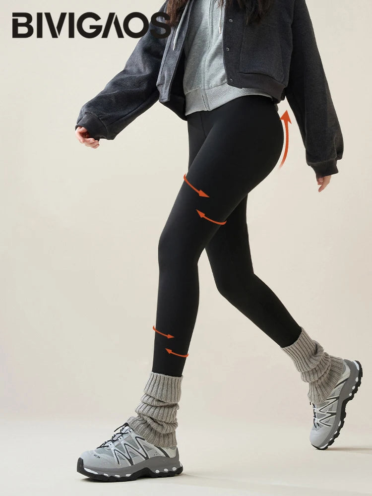 Frauen Hose Winter Warm Thermohose Innenfleece Blickdichte Strumpfhose Leggins