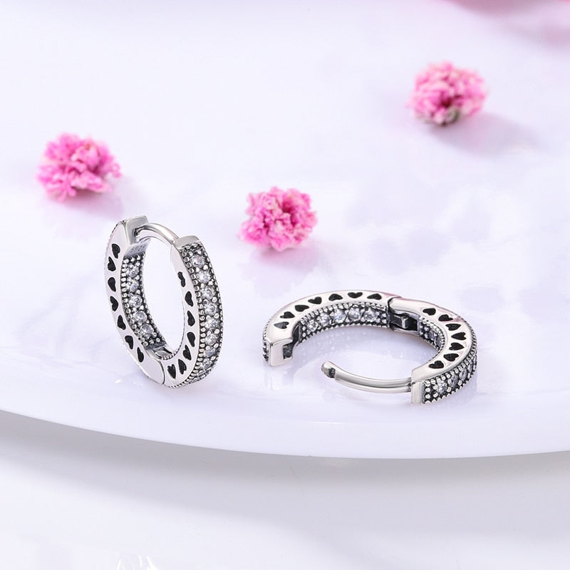 1 Paar Creolen aus 925 Sterling Silber Ohrringe Zirkonia Ohrstecker NEU