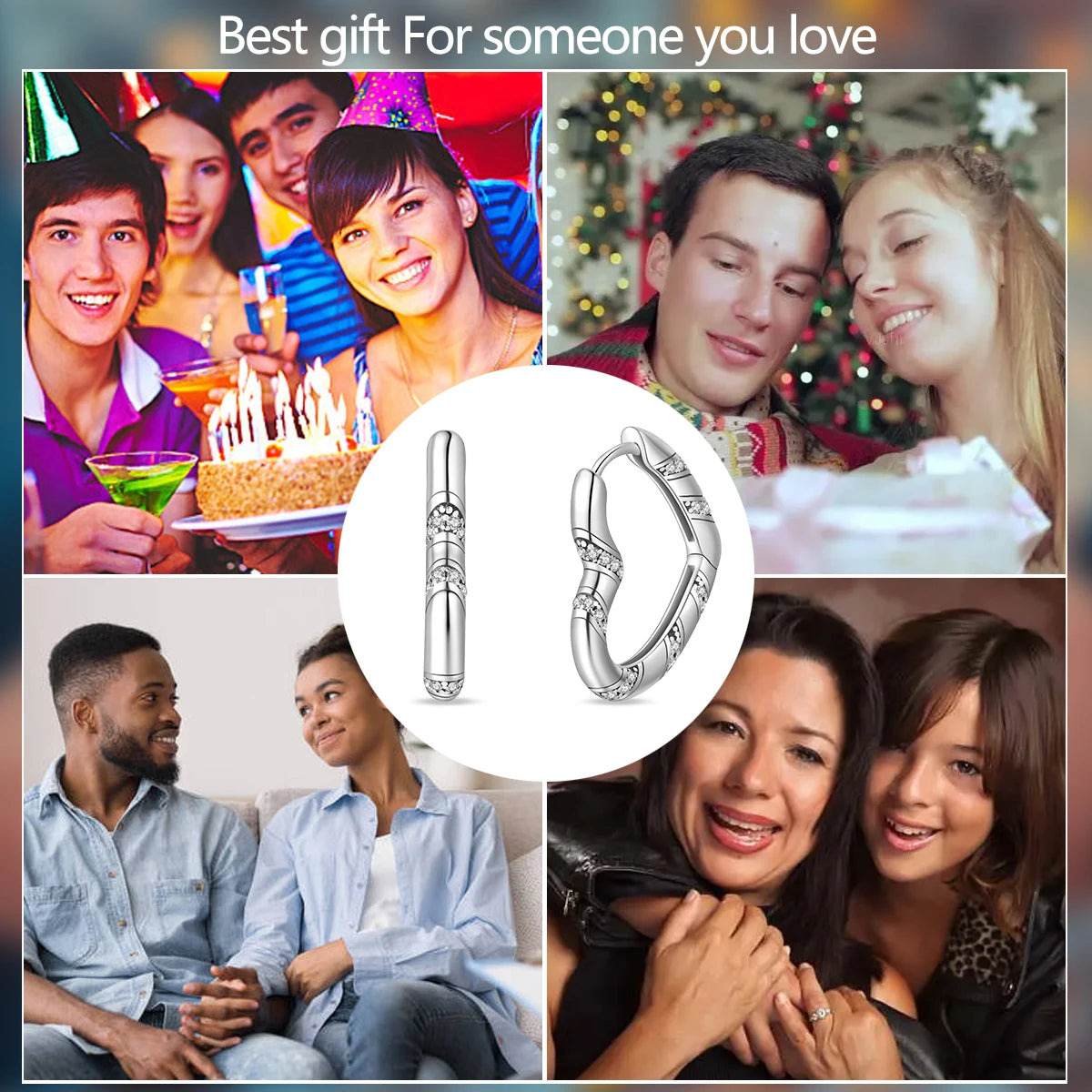 Creole Argento 925 Sterling Zirconi | Orecchini Eleganti Ipoallergenici Regalo