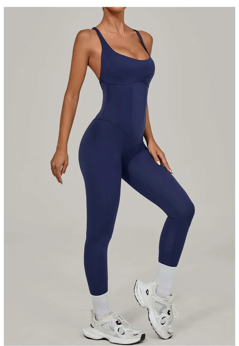 Tuta intera Sportiva Donna Rompers Pantaloni Yoga Palestra Sexy Jumpsuit Tutina