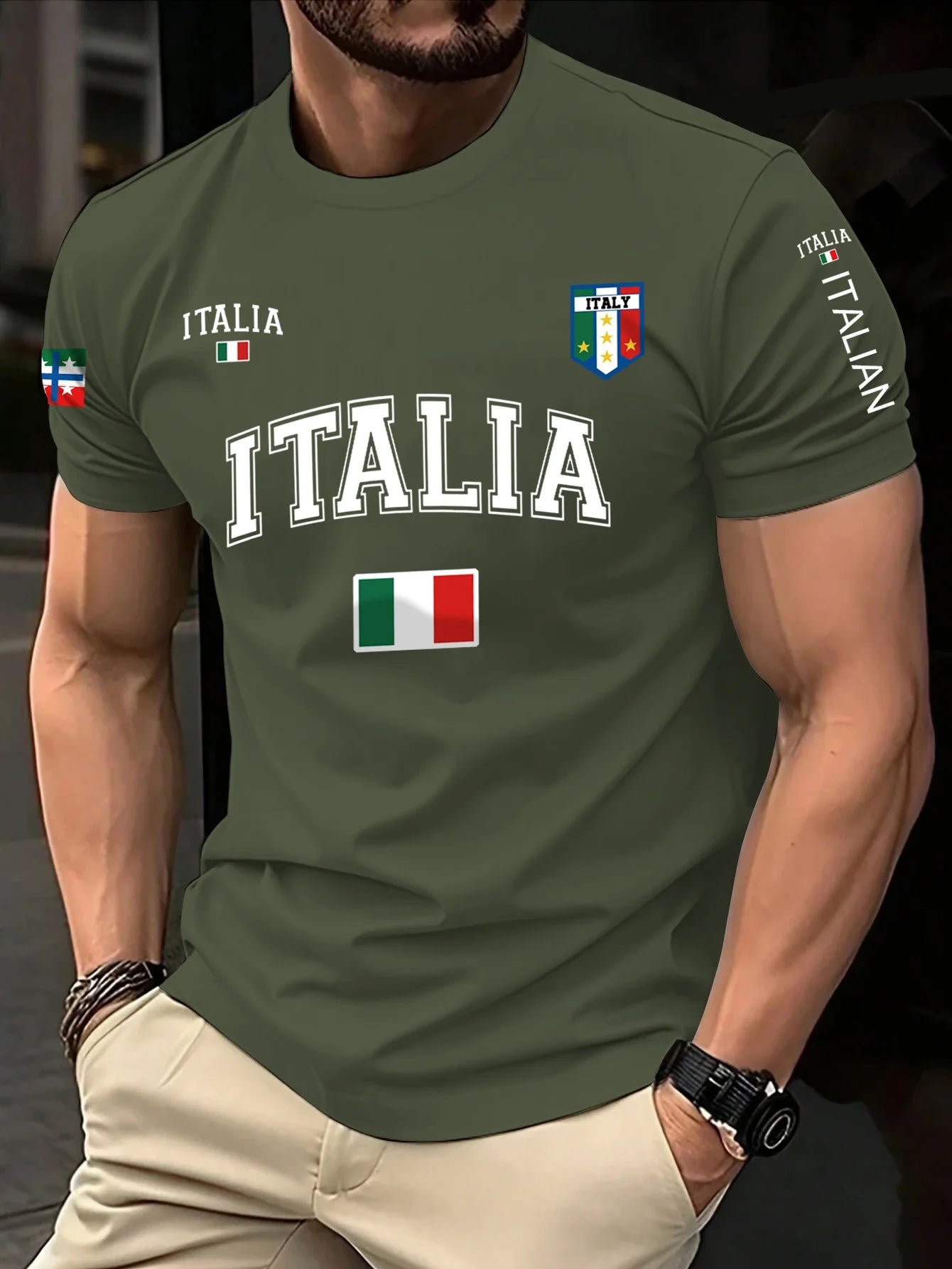 T-Shirt Uomo Manica Corta Italia Tops Maglietta Camicia Maglia Italy