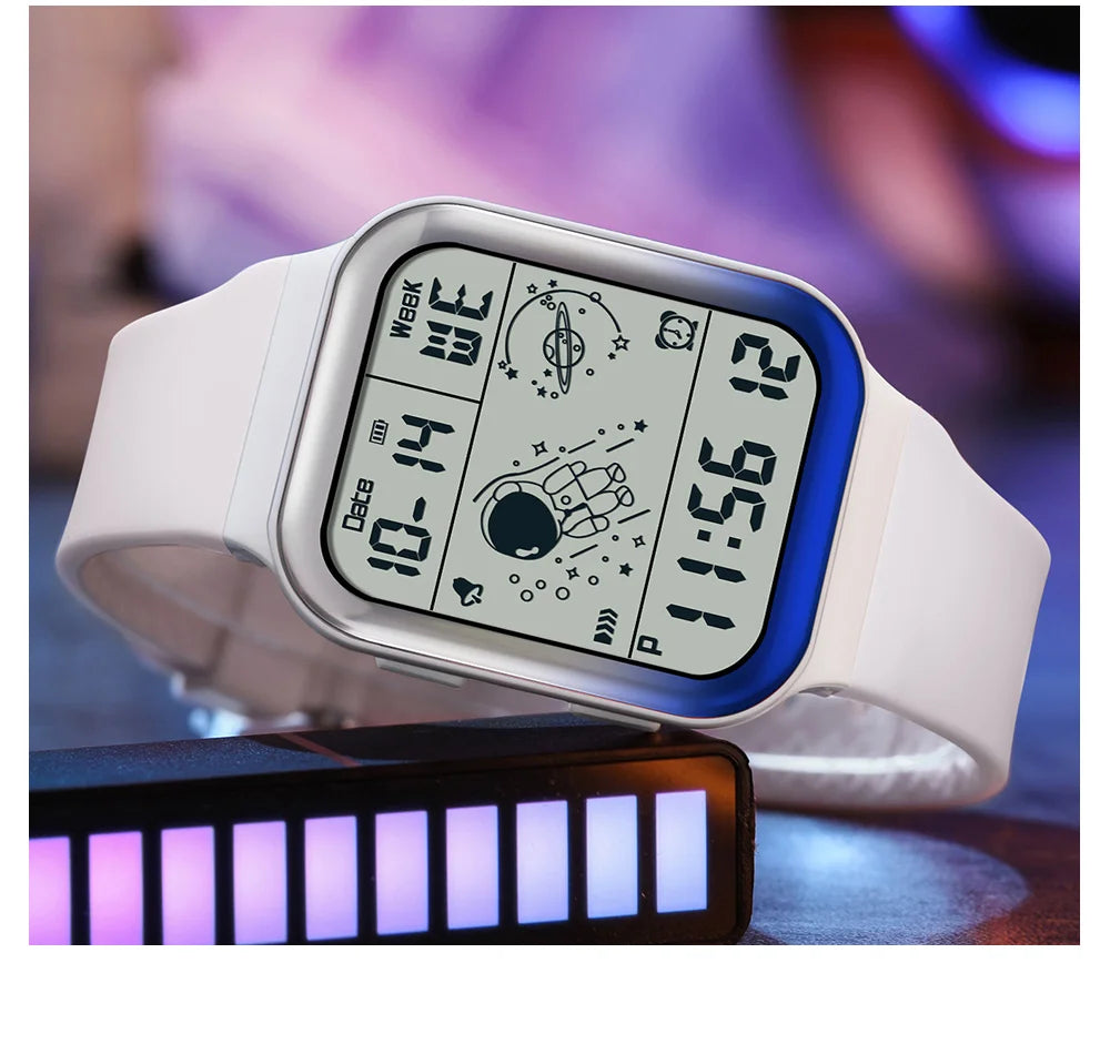 Herren Armbanduhr Digital Uhr Silber Edelstahl Quarzuhr Luxus Chronograph